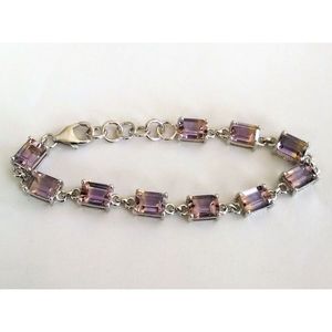 Shah Gems Women's Natural Amethyst <b>Cuff</b> <b>Bracelet</b> 925 Sterling <b>Silver</b> Fashion Accessory - Product Image 1