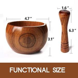 Wood Mortar and Pestle Set Wood <b>Grinder</b> Bowl for Guacamole, Salsa, <b>Herb</b> Crusher and Pill Manual Bowl Seasonings Pill Crusher - Product Image 3