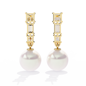 Boucles d'oreilles pendantes en or 18 carats avec diamant de laboratoire - Product Image 2