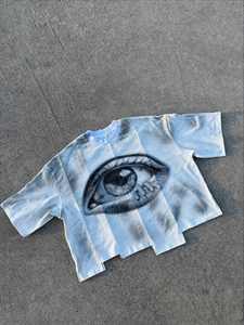 เสื้อยืดผ้าฝ้าย100% ดีไซน์ลำลองทรงหลวมและผ้าถักที่มีลวดลายแข็งและวัสดุโพลีเอสเตอร์/ ผ้าฝ้าย - Product Image 3