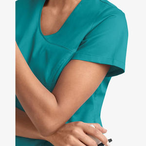Servicio OEM Trending Nurse Scrub Top Custom 3-Pocket V-Neck Mock Wrap Butter-Soft STRETCH Uniformes de hospital para mujeres - Product Image 6