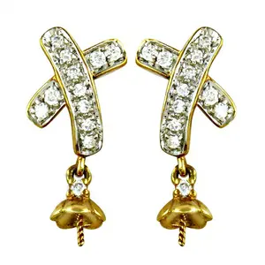Elegantes Pendientes de Botón con Diamantes y Baño de Oro Rosa para Mujer, Modernos, de Oro de 14K con Circonita para Boda y Compromiso - Product Image 3