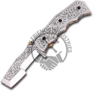 มีดพับเก็บได้ทำด้วยมือทำจากเหล็ก D2งานตามสั่งมีดแกะสลัก3D พร้อมปลอกหนังแบบทำด้วยตัวเองเกรดดีไอวายแบบสั่งทำ - Product Image 4