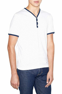 Camiseta informal de manga corta para hombre, camiseta personalizada con ribete en contraste, cuello redondo, camisetas ajustadas transpirables a la moda para hombre - Product Image 3