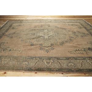 Turkish 9,5x13,1 ft Rug, Oversize Vintage Rug, <b>Brown</b> Blue Persian <b>Wool</b> Rug - Product Image 3