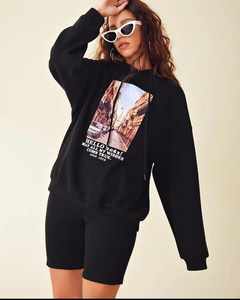 Warm Fleece Fitness <b>Women</b> 2 Piece Set Solid <b>Long</b> Sleeve Hoodies Biker <b>Shorts</b> Matching Set Workout Baggy Tracksuits - Product Image 2