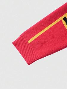 Cárdigan de punto jacquard con cuello polo y cremallera completa para <span class=keywords><strong>hombre</strong></span>, diseño de cruz roja, ajuste holgado, negro, amarillo, verde, estilo urbano, logotipo personalizado - Product Image 3