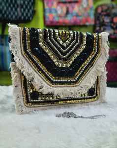 Handcrafted Antique Boho Sling <b>Bag</b> With Indian <b>Patchwork</b> and Secure Zipper for Luxury Card Wallets Makeup Storage Daily Commute - Product Image 5