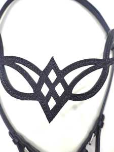 Cabezal de piedra Rambo de cuero en forma de U listo para usar equipo de equitación portátil ecuestre duradero con logotipo personalizado - Product Image 4