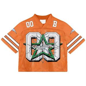 Custom Wholesale Fashion Oversized Boxy Polyester Mesh Retro American Football Jersey <b>Cropped</b> Jersey <b>Men</b> - Product Image 1