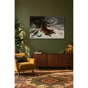Fida Gustave Courbet - Impression sur toile : Renard attrape sa proie dans la neige - Product Image 2