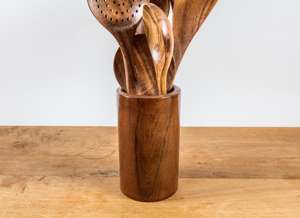 Juego de cuchara y espátula de madera de teca, juego de utensilios duraderos antiadherentes, accesorios de cocina para hornear, cocinar y mezclar - Product Image 5