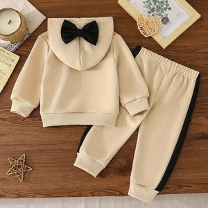 Ligero polar invierno Casual sólido suéter chándal deportes Sudadera con capucha niños traje ropa deportiva traje bebé niña conjuntos de ropa - Product Image 2