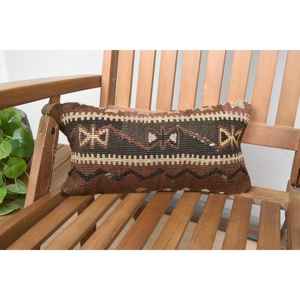 หมอนเย็บปะติดปะต่อกันสีน้ำตาลขนแกะสไตล์วินเทจ8x16นิ้วหรูหราตกแต่งลายใบไม้สไตล์วินเทจสำหรับเทคนิคการถักโซฟา - Product Image 1