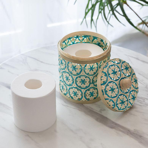 Handwoven Eco-friendly Bamboo Storage <b>Basket</b> <b>with</b> <b>Lid</b> Bamboo Tissue Box Decorative Box from Home Made in Vietnam - Product Image 5