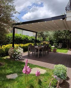 Pérgola Retráctil Motorizada Eléctrica Ecológica Moderna de Aluminio con Techo de Lamas para Patio Exterior, Gazebo, Pabellón - Product Image 2