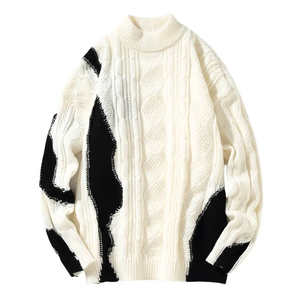 Jersey de punto de peso estándar de manga larga recién llegados de talla grande de secado rápido para hombre, suéter de invierno con logotipo frontal de lana/Cachemira - Product Image 1