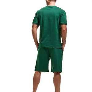 Conjuntos de pantalones cortos para hombre, conjunto de 2 piezas de algodón 100% para hombre, conjunto corto de camiseta y chándal corto, conjunto de verano OEM - Product Image 2