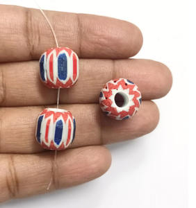 Perles en verre Millefiori Chevron, matériau d'accessoires en vrac pour la fabrication de bijoux, verre lampwork cristallin, taille personnalisée, ovale irrégulier - Product Image 4