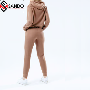 Chándales esenciales de alta calidad para mujer, conjunto de dos piezas de algodón 100% grueso de gran tamaño, pantalones de chándal con logotipo personalizado y Sudadera con capucha - Product Image 5