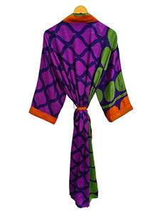 เสื้อคลุมอาบน้ำผ้าไหมเย็บปะติดปะต่อกันชุดคลุมชายหาดชุดคลุมหลากสีชุดกิโมโนผ้าไหมส่าหรีสำหรับผู้หญิงในฤดูร้อน - Product Image 3