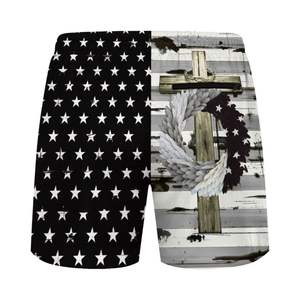 Short de bain en maille de polyester 100% personnalisé séchage rapide anti-rides respirant taille moyenne fermeture à cordon Surf piscine vêtements de plage pour hommes - Product Image 2