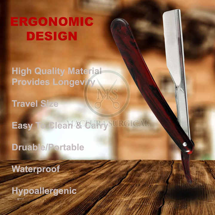 Barber Razor with Wooden Texture Handle for Comfortable Grip and Smooth ...