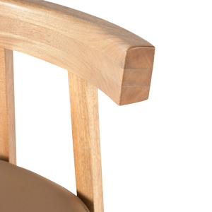 Tabouret de bar minimaliste en teck massif durable avec siège rembourré pour bar et comptoir modernes à domicile - Product Image 5