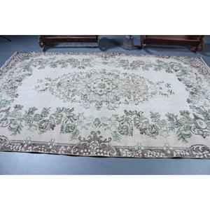 Tapis turc 6,1 x 10,1 pieds, grand tapis vintage, tapis en laine vert style sud-ouest - Product Image 3