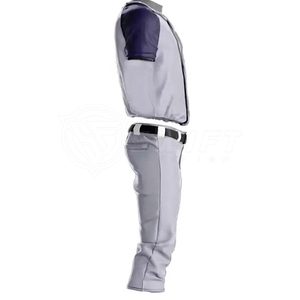 Maillot de baseball personnalisé pour hommes et femmes, uniforme d'équipe par sublimation, respirant, séchage rapide, maillot de sport à manches courtes, bleu marine, gris - Product Image 4