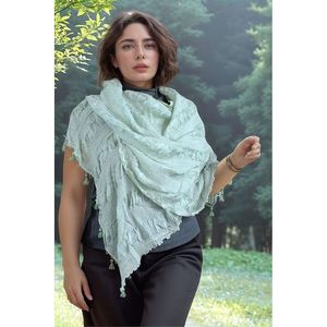 Châle en soie Odemis 100% tissé à la main, luxe, 75x200cm, foulard turc froissé, longue écharpe pour femme - Product Image 2
