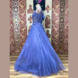 Vestido azul de diseñador con todos los ritmos y secuencia de trabajo manual pesado Ideal para compromisos y celebraciones especiales a granel - Product Image 4