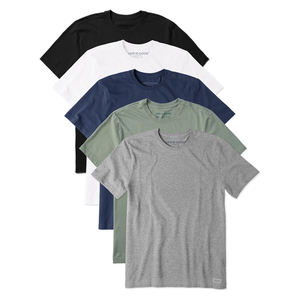 Logo personnalisé T-shirt de luxe à manches courtes et col en O pour hommes 100% T-shirt uni à motif bouffant tricoté en coton épais pour - Product Image 2