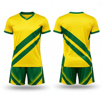 Seragam Voli Garis Diagonal Kuning Hijau Kustom Sublimasi Cepat Kering Kerah V Set Jersey Voli Latihan Tim