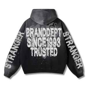 100% Cotton Men's Heavyweight Oversized Winter Sweatshirt Embroidered Zipper Solid <b>Thick</b> <b>Fleece</b> Hoodie Custom Logo Plain Beaded - Product Image 4