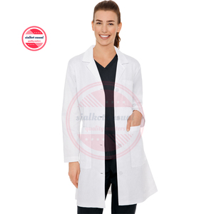 Bata de laboratorio para clínica médica para mujer, abrigo de laboratorio de algodón y poliéster de alta calidad con logotipo personalizado para enfermera - Product Image 1