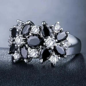 Anillo chapado en plata de calidad AAA+, joyería de zafiro simulado negro, elegante anillo de boda, regalo, tamaño 7 Cus-Jew7 - Product Image 3