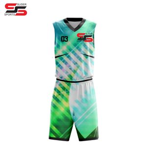 Última camiseta de baloncesto de diseño de color verde rosa equipo desgaste uniformes de baloncesto para niños niñas hombres - Product Image 4