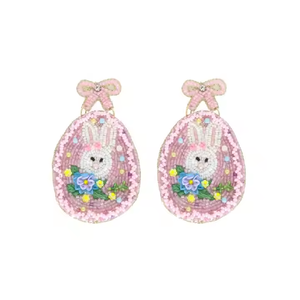 Pendientes de Conejito de Pascua Hechos a Mano con Cuentas de Zanahoria y Huevo, Joyería Colgante de Arcoíris para Mujer, Venta al por Mayor en India - Product Image 1