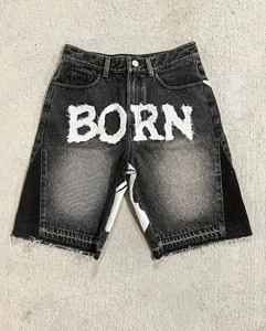 Top Quality Custom 3D <b>Printed</b> Shorts New Casual Washed Breathable Denim Shorts 100% Cotton Wholesale Men's Jeans - Product Image 4