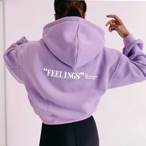 เสื้อฮู้ดครอปท็อปผ้าฝ้ายฟลีซพรีเมียมสำหรับฤดูหนาว สไตล์สตรีทแวร์ทรงโอเวอร์ไซส์ ไหล่ตก ระบายอากาศได้ดี สั่งทำได้ตามต้องการ มีความต้องการสูง - Product Image 4