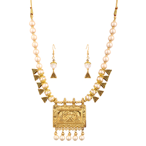 Conjunto de Joyería Fina, Collar con Cuentas Cuadradas de Ganesha Oxidadas en Forma de Samosa - Product Image 4
