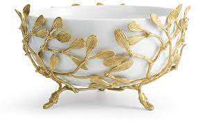 Bol à servir en argent et or avec motif floral unique en feuille d'or, style antique moderne, nouveau, vaisselle, fait à la main, vente en gros - Product Image 5