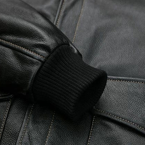 Veste en cuir pour homme sur mesure ODM, col montant, logo sur le devant, couleurs personnalisées écologiques, logo de haute qualité, vente en gros à bas prix - Product Image 4
