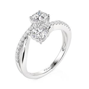 Bague Jeulia tendance plaquée or rose avec deux pierres précieuses - Product Image 3