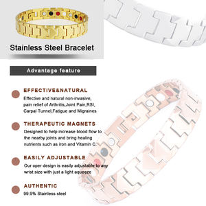 Gelang magnetik terapi kesehatan pria wanita, perhiasan tangan terapi penyembuhan magnetik Stainless Steel - Product Image 6