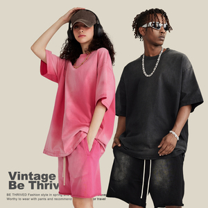 spring summer new <b>heavyweight</b> 100% cotton loose vintage <b>t</b> <b>shirt</b> custom <b>men</b> vintage oversized tshirt - Product Image 5