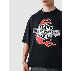 T-shirt de fitness Hell Star 100% coton, coupe ample, style streetwear avec logo imprimé, T-shirt de créateur - Product Image 4