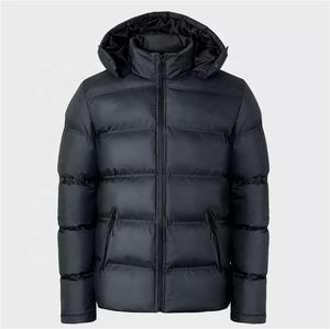 Chaqueta acolchada de talla grande para hombre de invierno, chaqueta acolchada de lona con cuello levantado, impermeable, transpirable, negra, cálida - Product Image 3