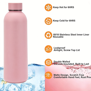 CL 500ml Stainless Steel Vacuum Insulated Water <b>Bottle</b> Leakproof Matte <b>Thermos</b> Flask for Travel Sports Office - Product Image 5